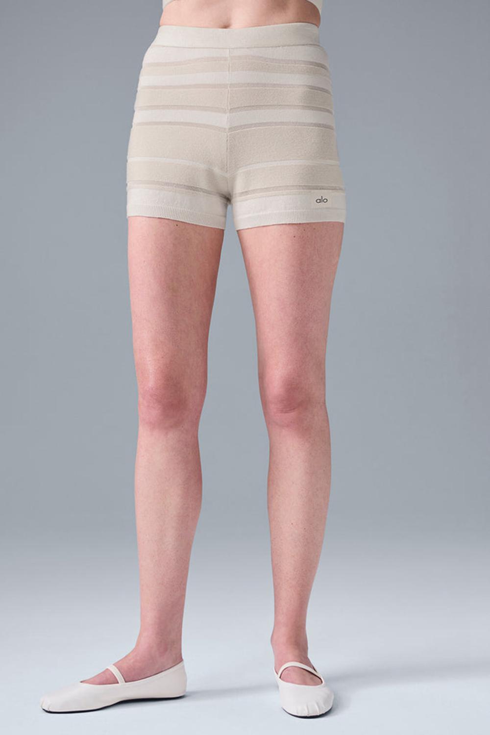 Short Alo Yoga Sport Play High-Waist Knit Mujer Ivory / Alabaster | Mexico  TYN-485103