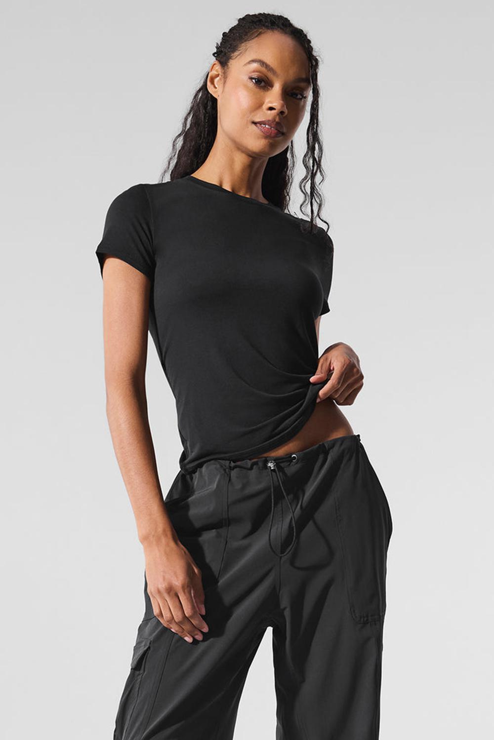 Short Sleeve Alo Yoga All Day Mujer Negros | Mexico  GOT-845307