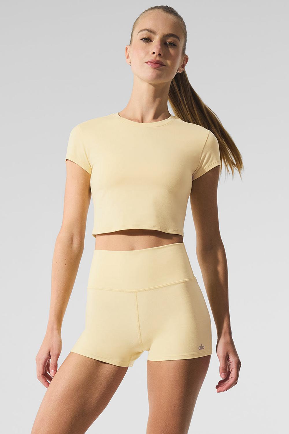 Short Sleeve Alo Yoga Alosoft Crop Finesse Mujer Warm Butter | Mexico  TZY-137459