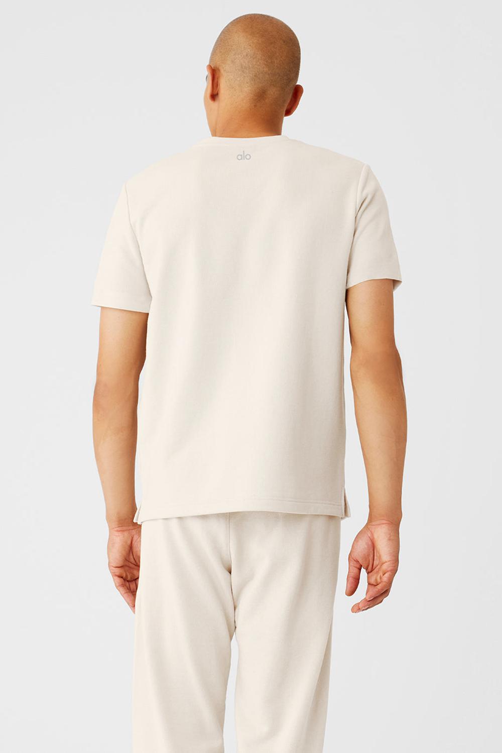Short Sleeve Alo Yoga Chill Hombre Bone | Mexico  JTU-597368