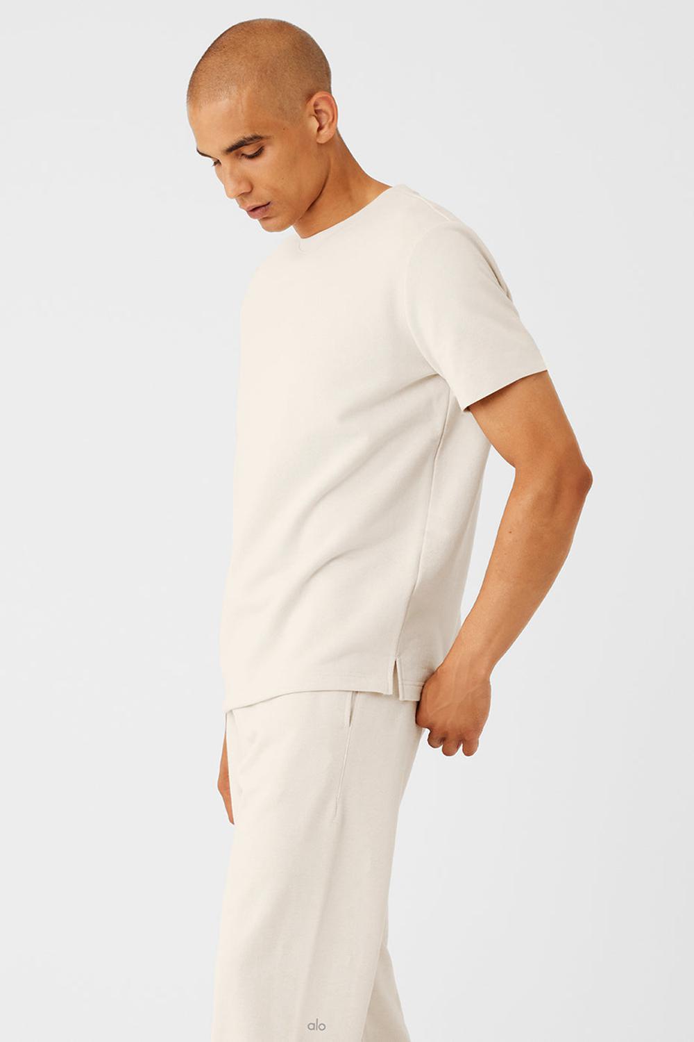 Short Sleeve Alo Yoga Chill Hombre Bone | Mexico  JTU-597368