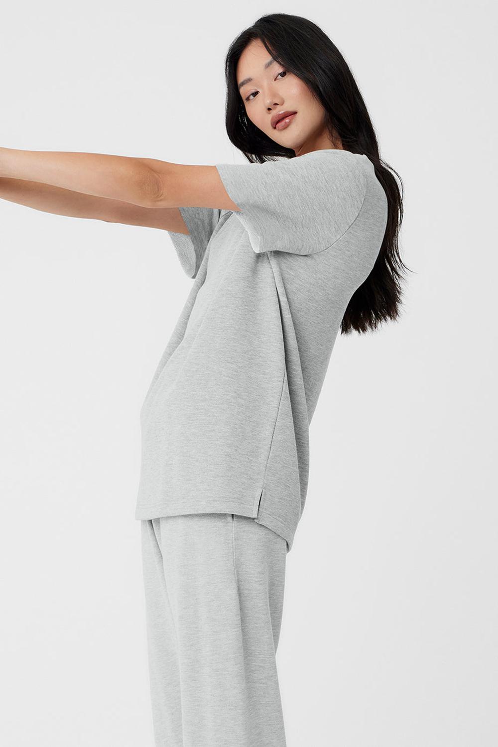 Short Sleeve Alo Yoga Chill Mujer Grises | Mexico  BYX-634981