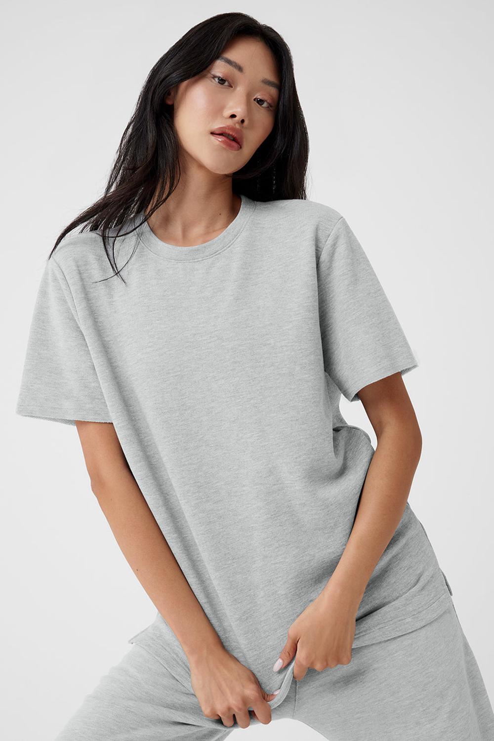 Short Sleeve Alo Yoga Chill Mujer Grises | Mexico  BYX-634981