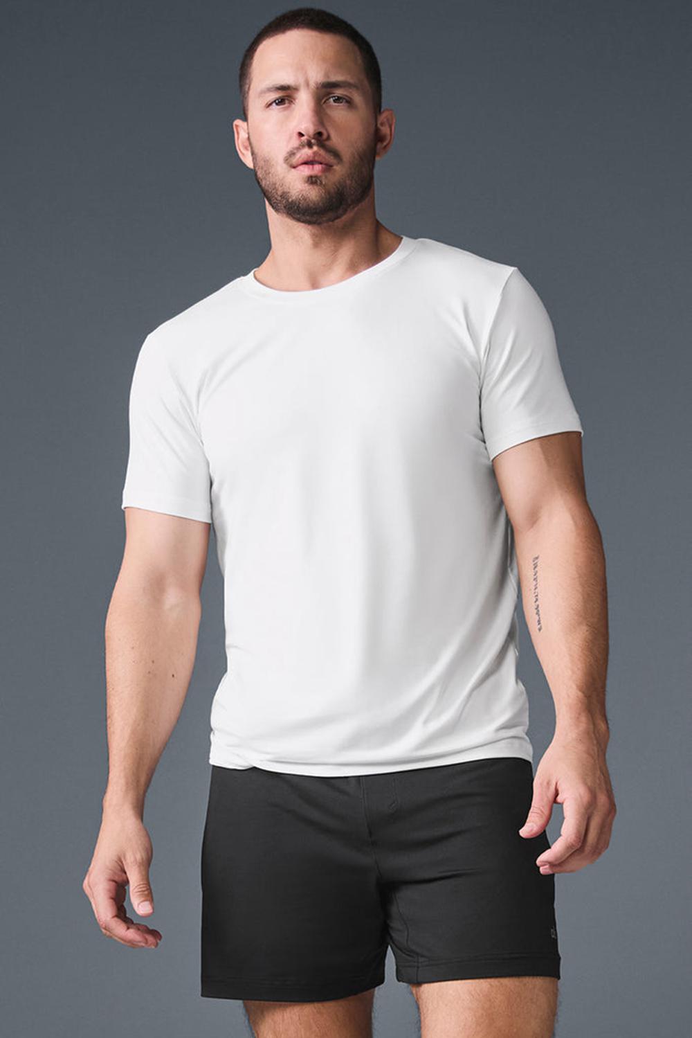 Short Sleeve Alo Yoga Conquer Reform Crewneck Hombre Blancos | Mexico  YFP-320976