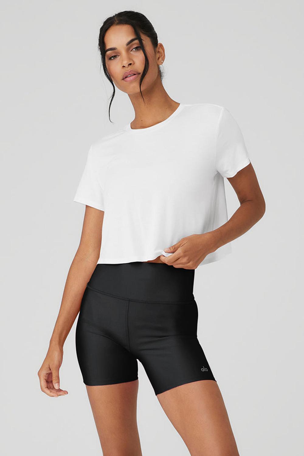 Short Sleeve Alo Yoga Cropped All Day Mujer Blancos | Mexico  FOI-720864