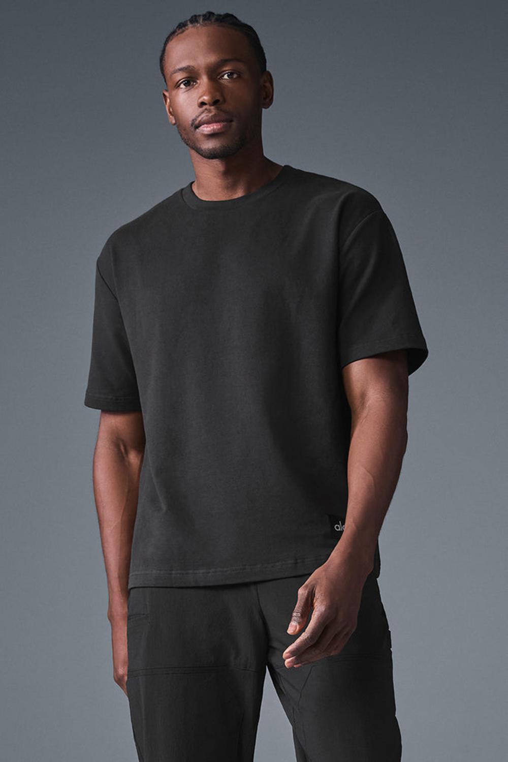 Short Sleeve Alo Yoga Double Take Hombre Negros | Mexico  UBZ-384176