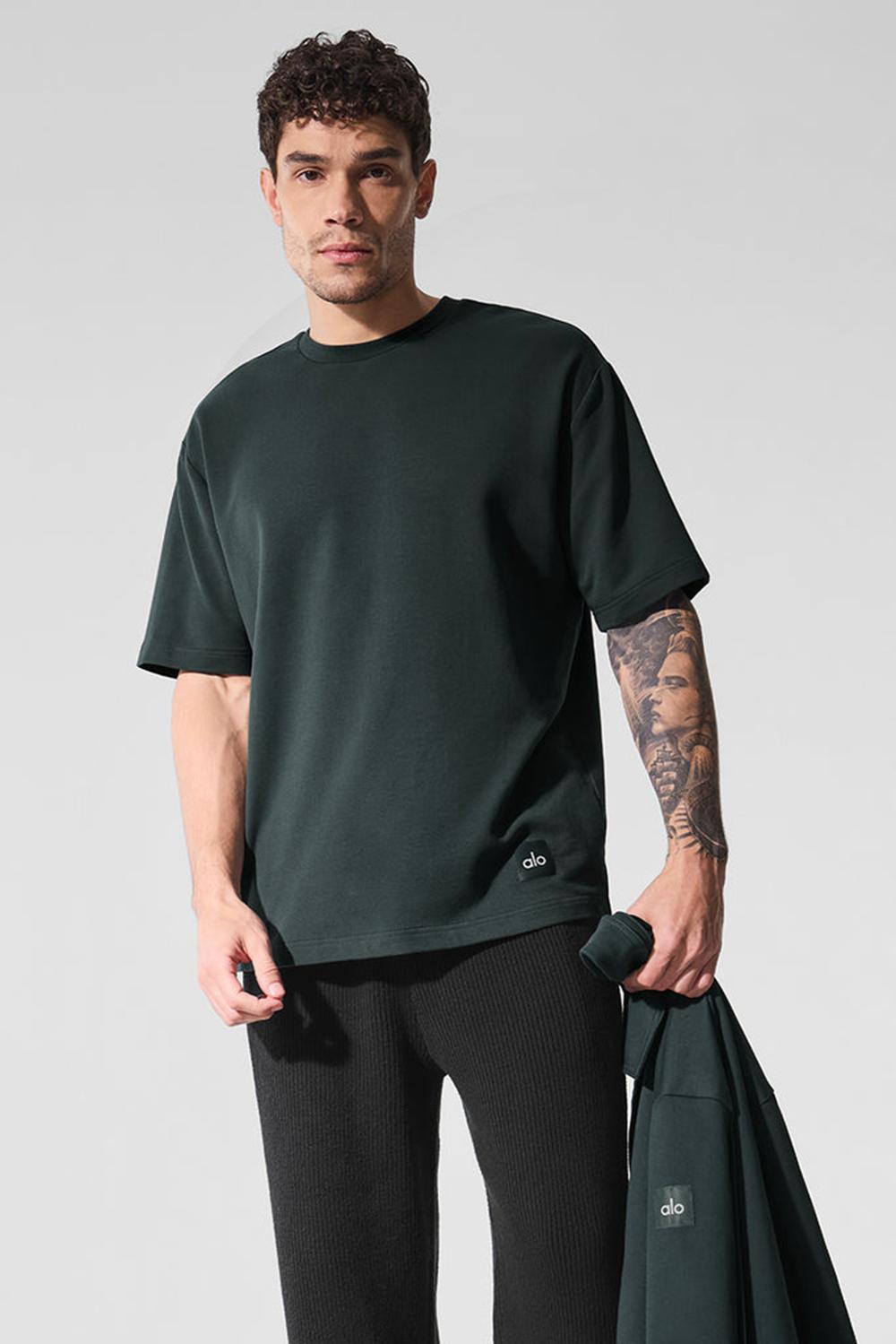 Short Sleeve Alo Yoga Double Take Hombre Verdes | Mexico  NPM-578920