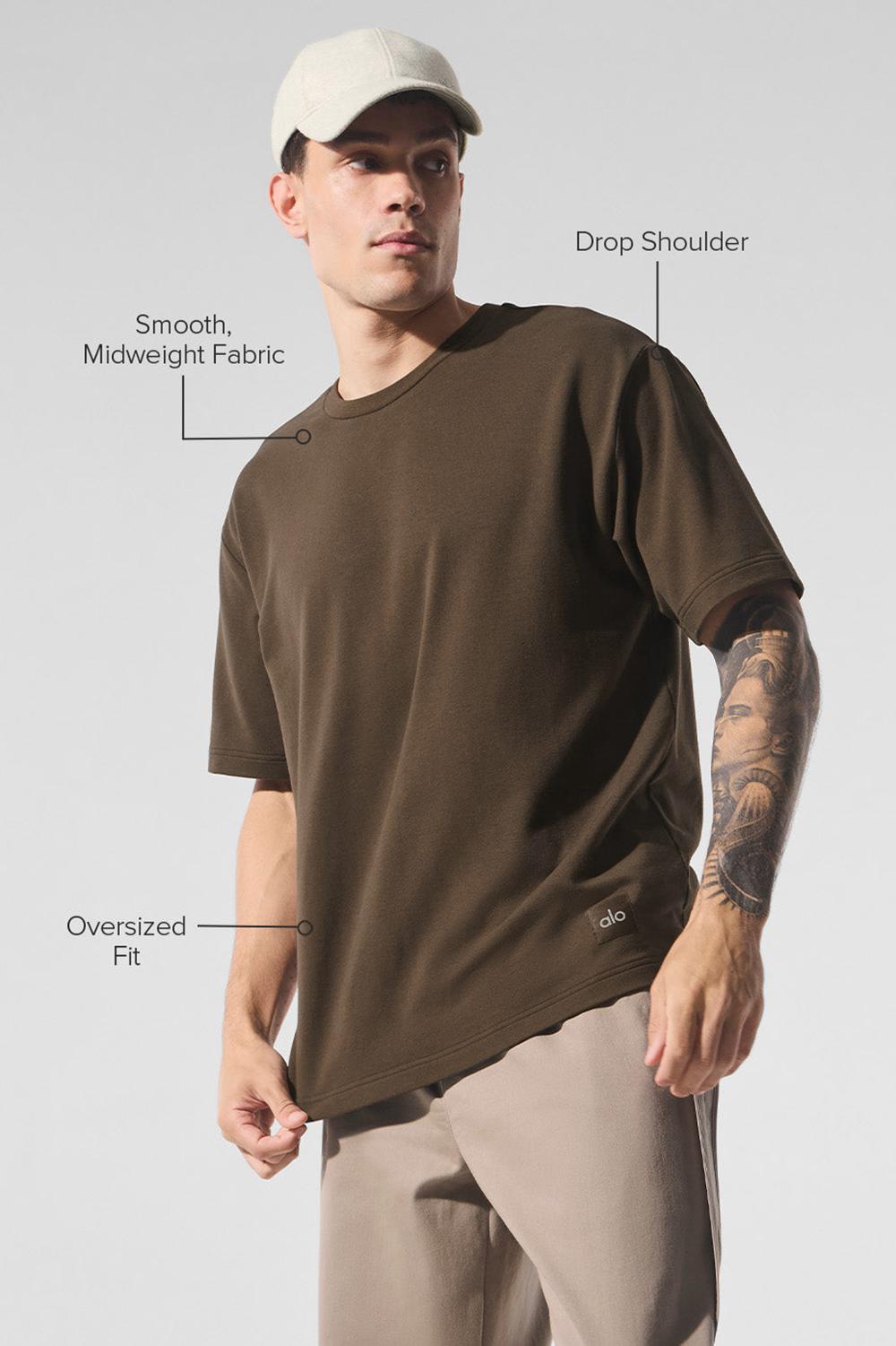 Short Sleeve Alo Yoga Double Take Hombre Espresso | Mexico  INX-487923