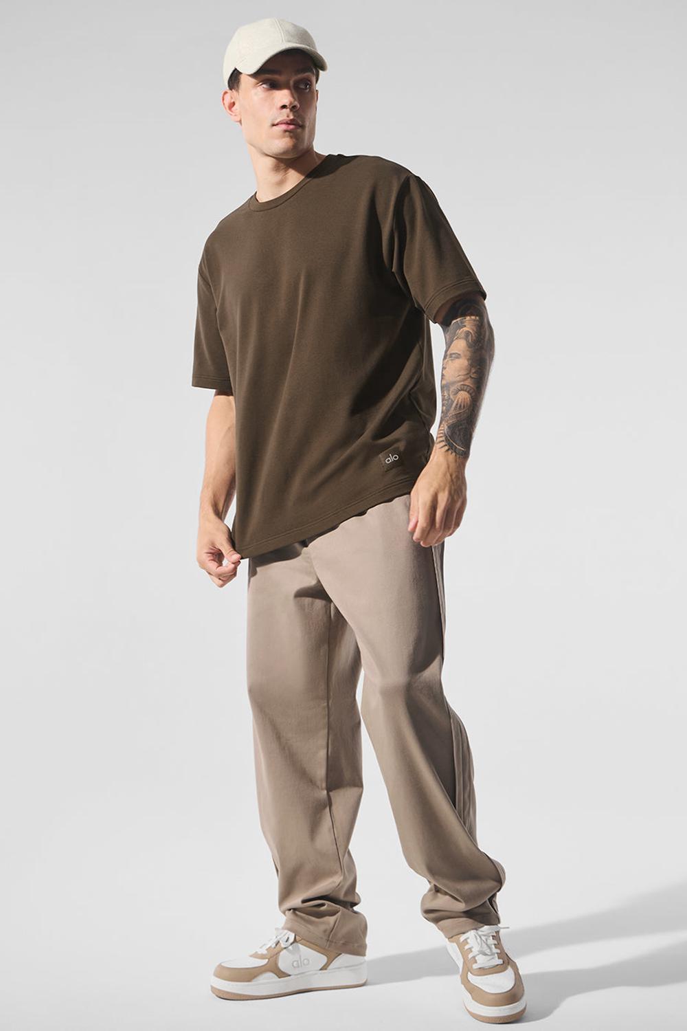 Short Sleeve Alo Yoga Double Take Hombre Espresso | Mexico  INX-487923