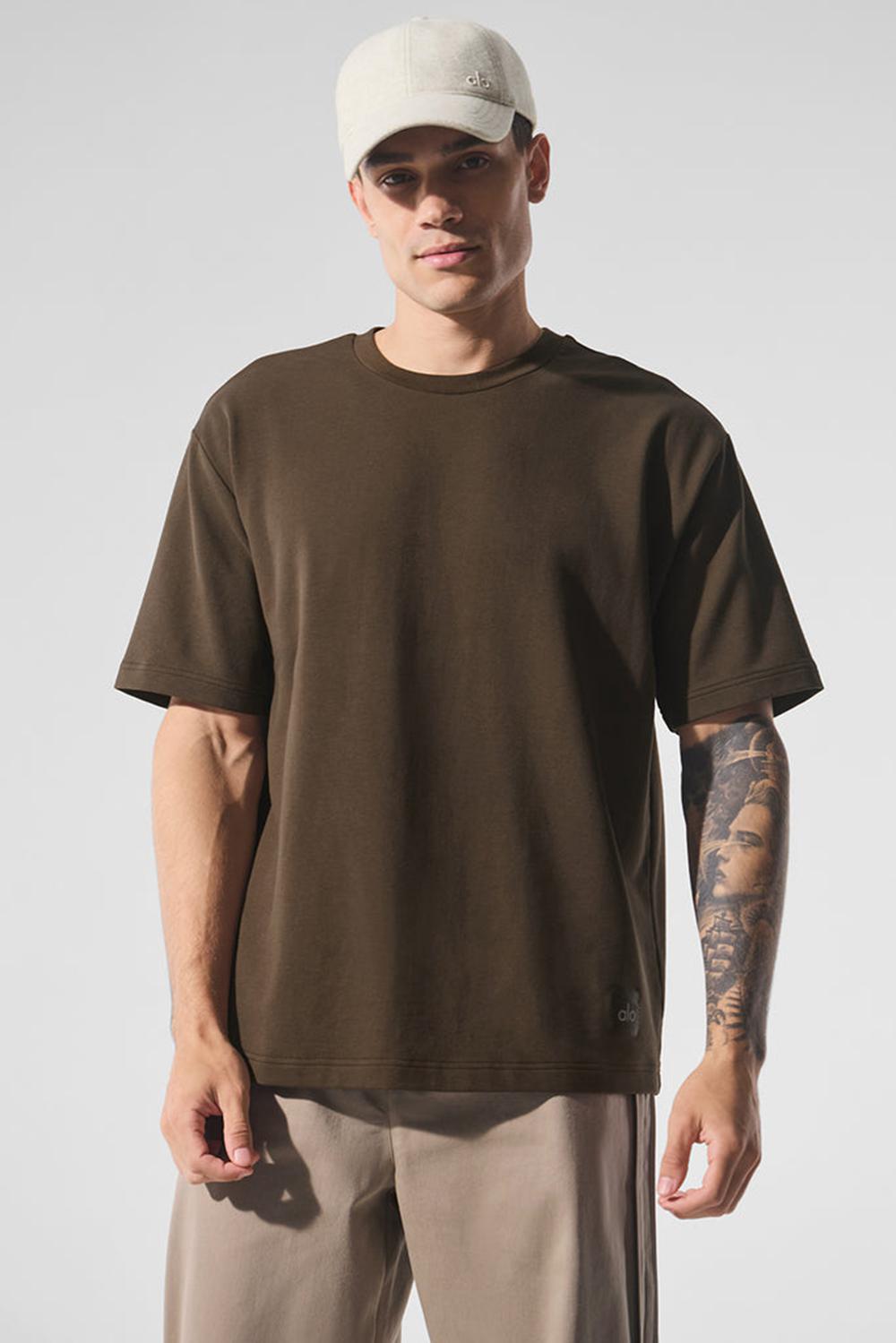 Short Sleeve Alo Yoga Double Take Hombre Espresso | Mexico  INX-487923