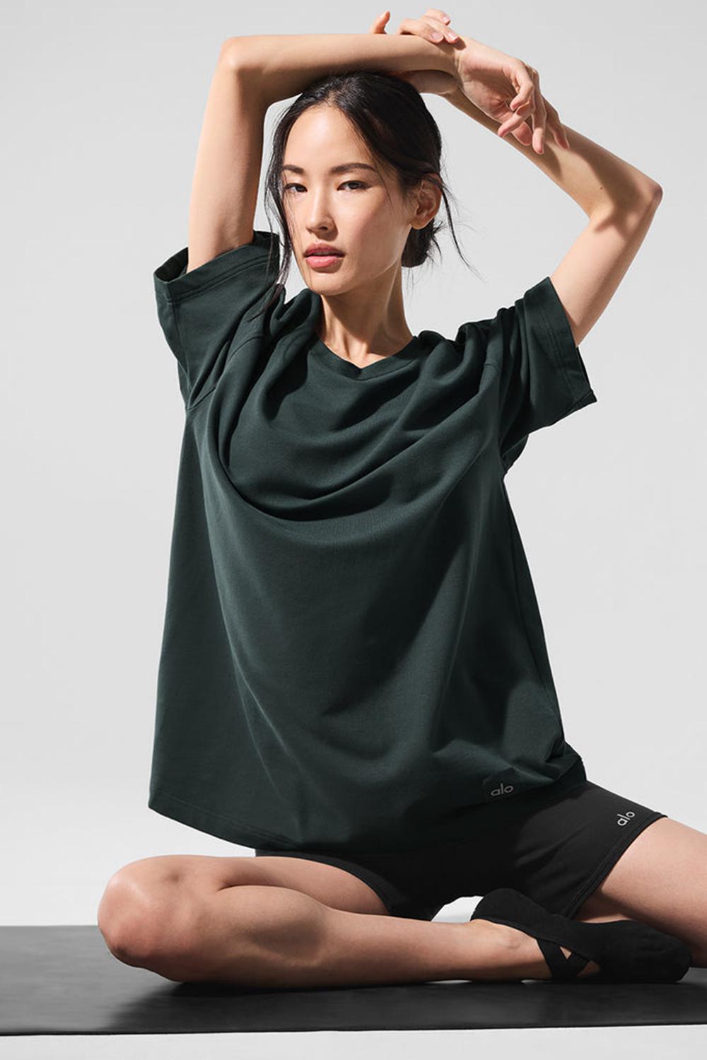 Short Sleeve Alo Yoga Double Take Mujer Verdes | Mexico  UDR-517826