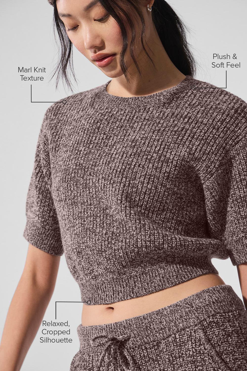Short Sleeve Alo Yoga Marl Mujer Mushroom Marl | Mexico  JQF-041279