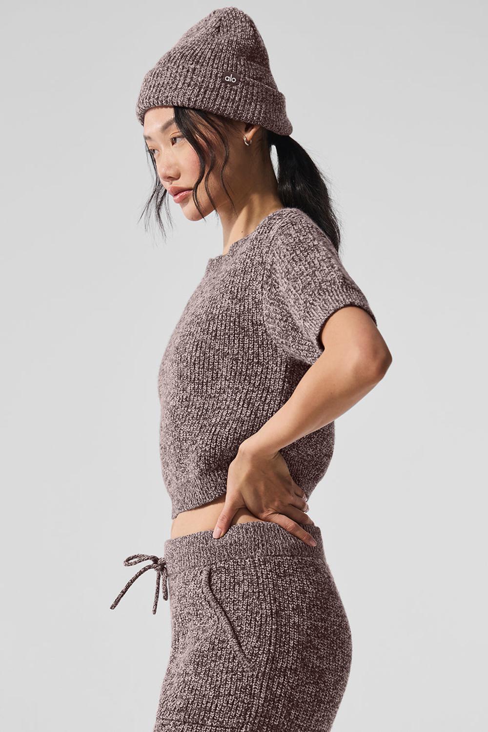 Short Sleeve Alo Yoga Marl Mujer Mushroom Marl | Mexico  JQF-041279