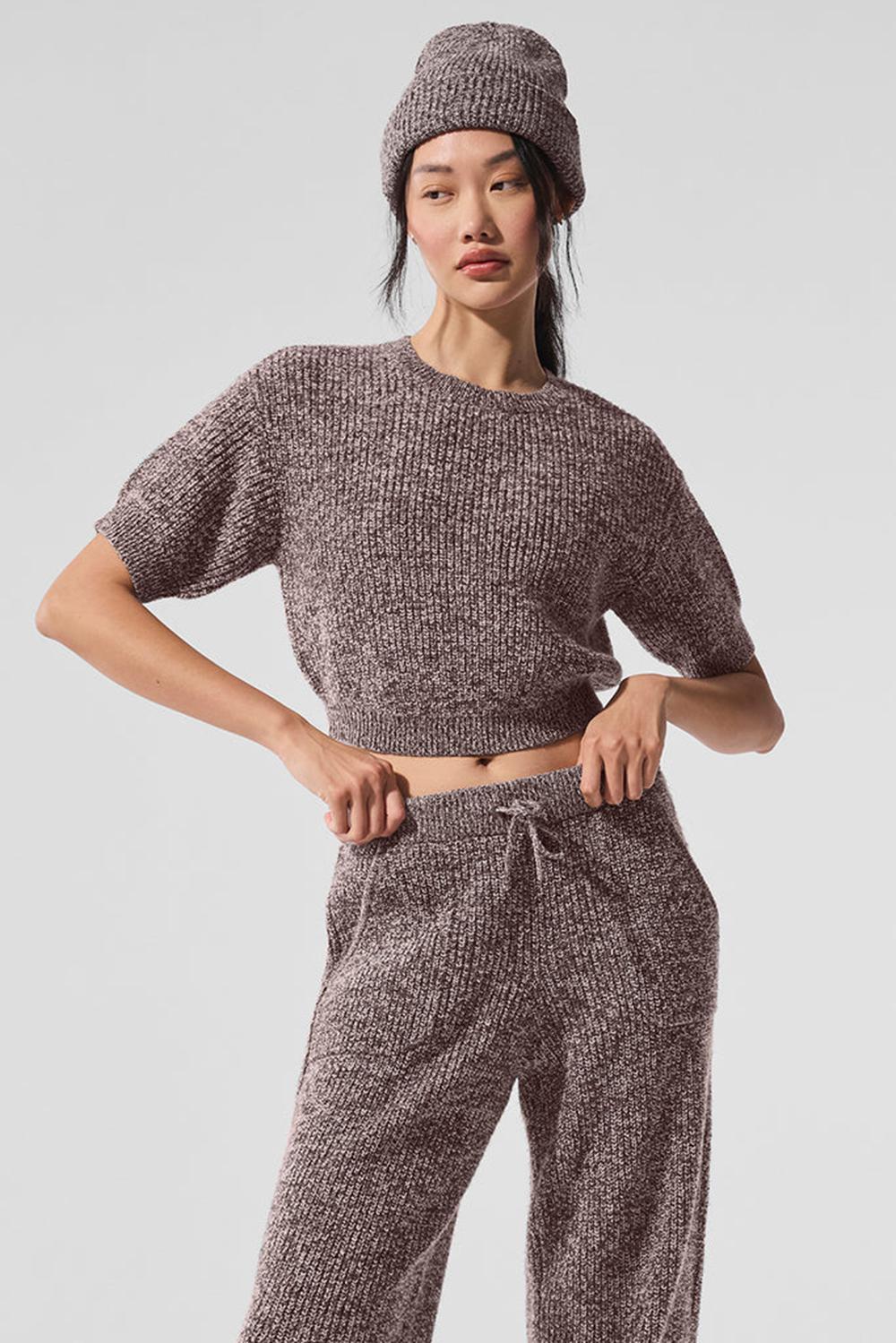 Short Sleeve Alo Yoga Marl Mujer Mushroom Marl | Mexico  JQF-041279