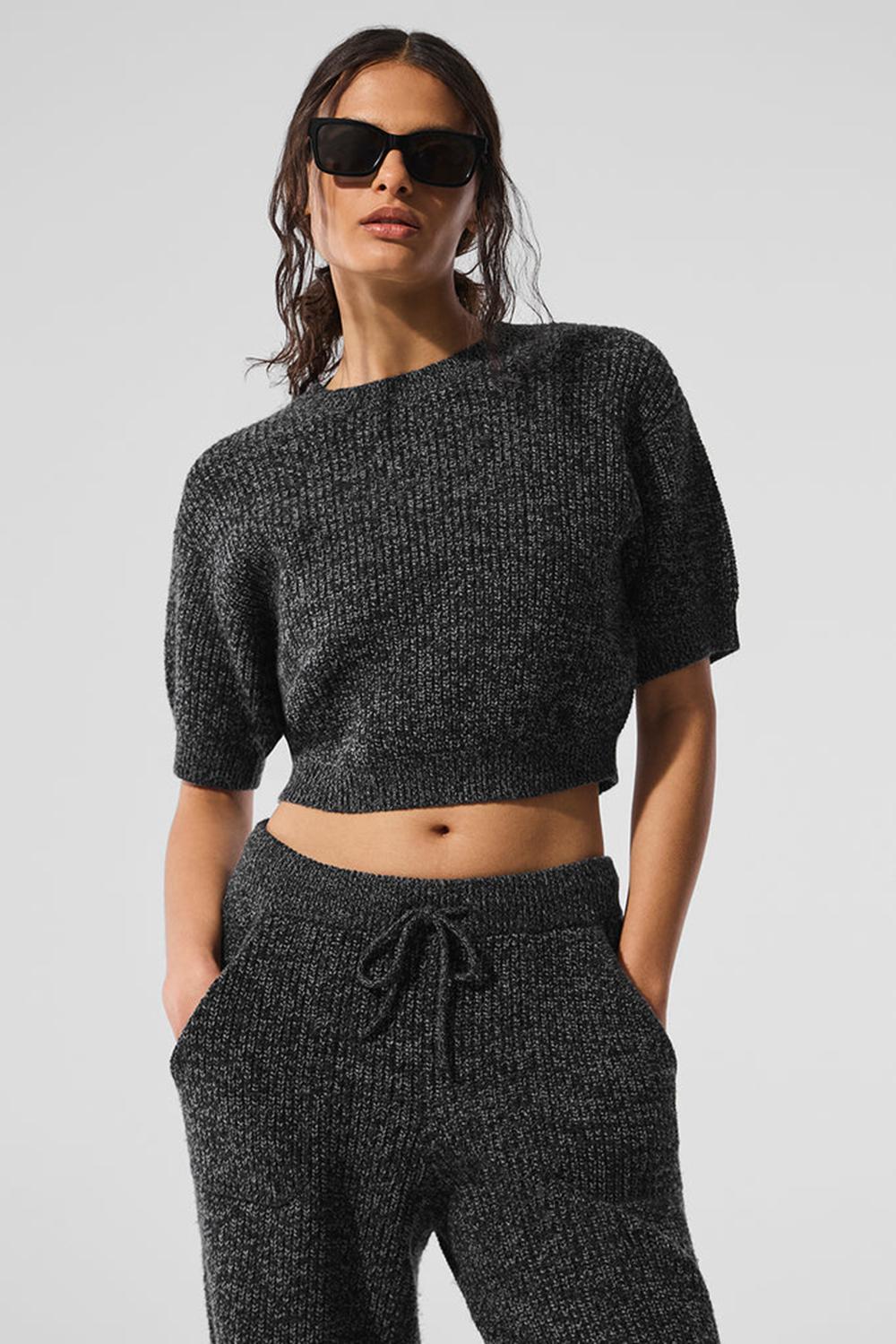 Short Sleeve Alo Yoga Marl Mujer Negros | Mexico  TIM-815790