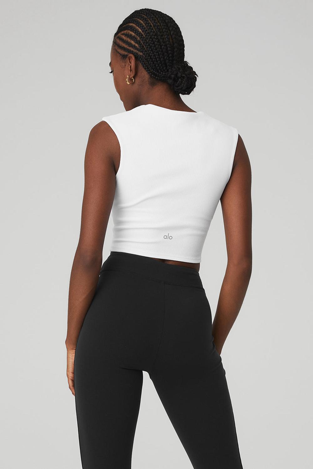 Short Sleeve Alo Yoga Ribbed Sweetheart Mujer Blancos | Mexico  VGA-745302