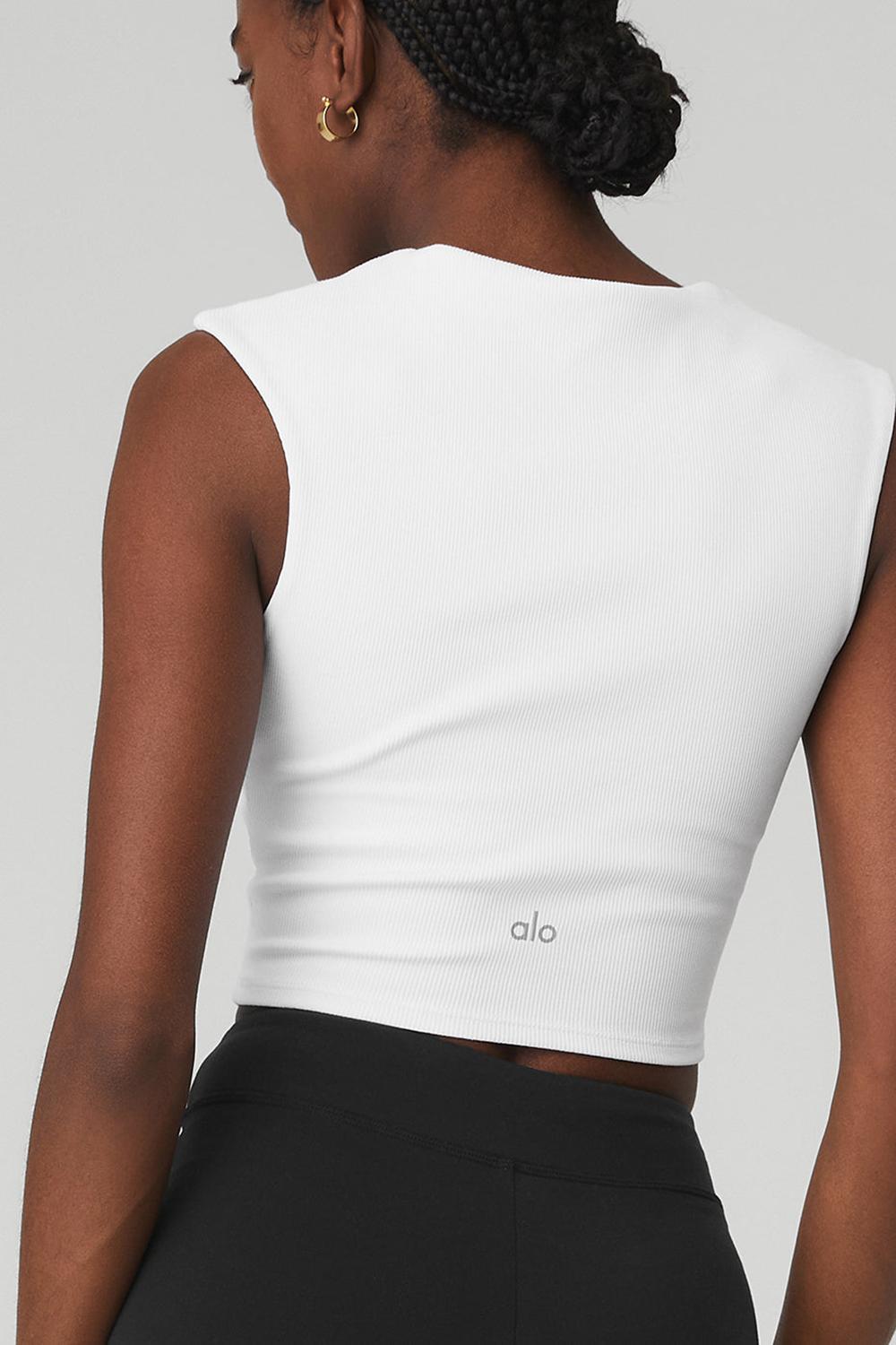 Short Sleeve Alo Yoga Ribbed Sweetheart Mujer Blancos | Mexico  VGA-745302