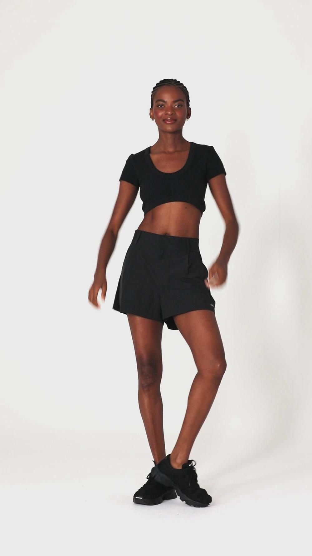 Short Sleeve Alo Yoga Seamless Ribbed Cropped Serene Mujer Negros | Mexico  EKS-574390