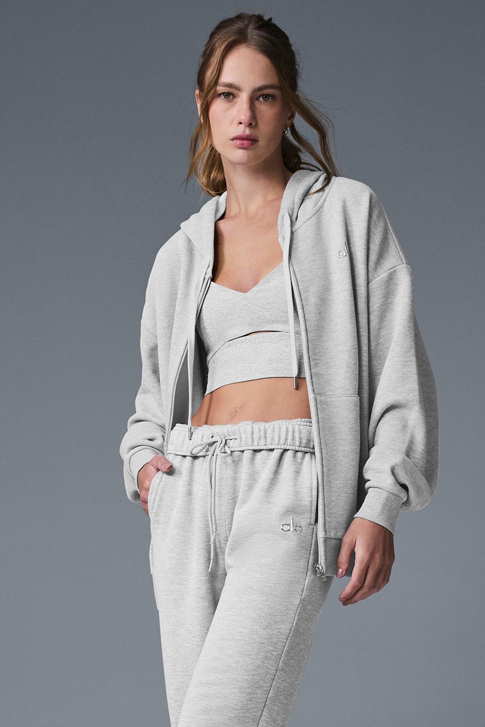 Sudadera con Capucha Alo Yoga Accolade Full Zip Mujer Grises | Mexico  PAX-360154