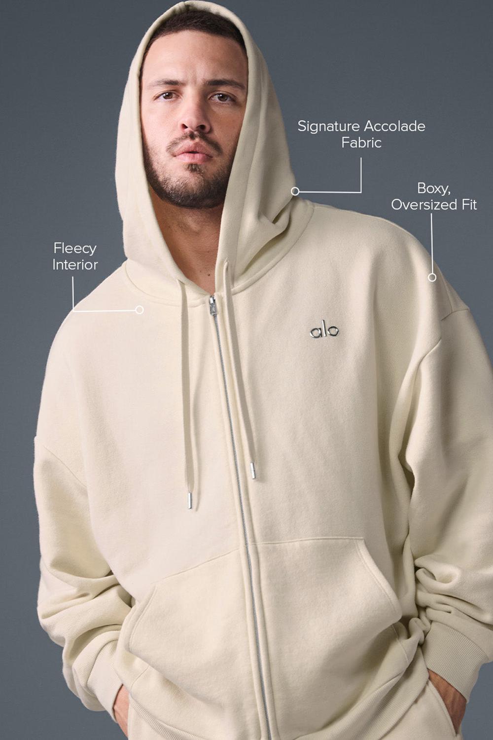 Sudadera con Capucha Alo Yoga Accolade Full Zip Hombre Oat Milk | Mexico  DAN-243857