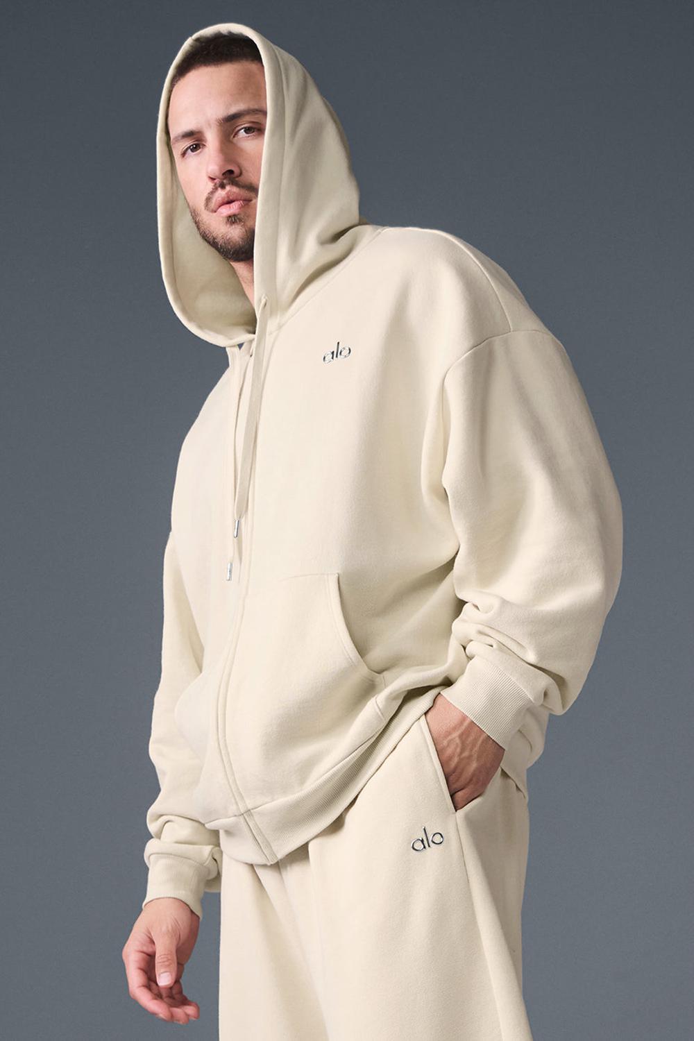 Sudadera con Capucha Alo Yoga Accolade Full Zip Hombre Oat Milk | Mexico  DAN-243857
