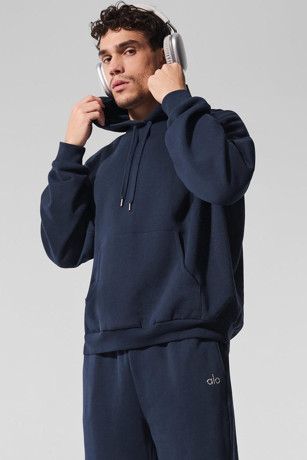 Sudadera con Capucha Alo Yoga Accolade Hombre Azul Marino | Mexico  JXQ-109645