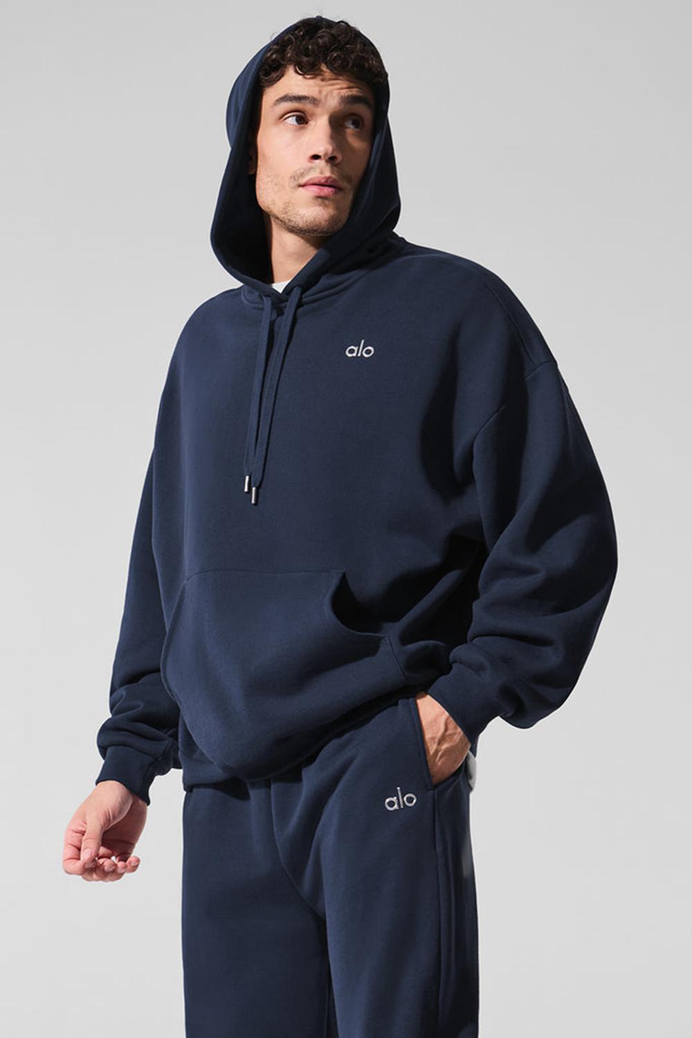 Sudadera con Capucha Alo Yoga Accolade Hombre Azul Marino | Mexico  JXQ-109645