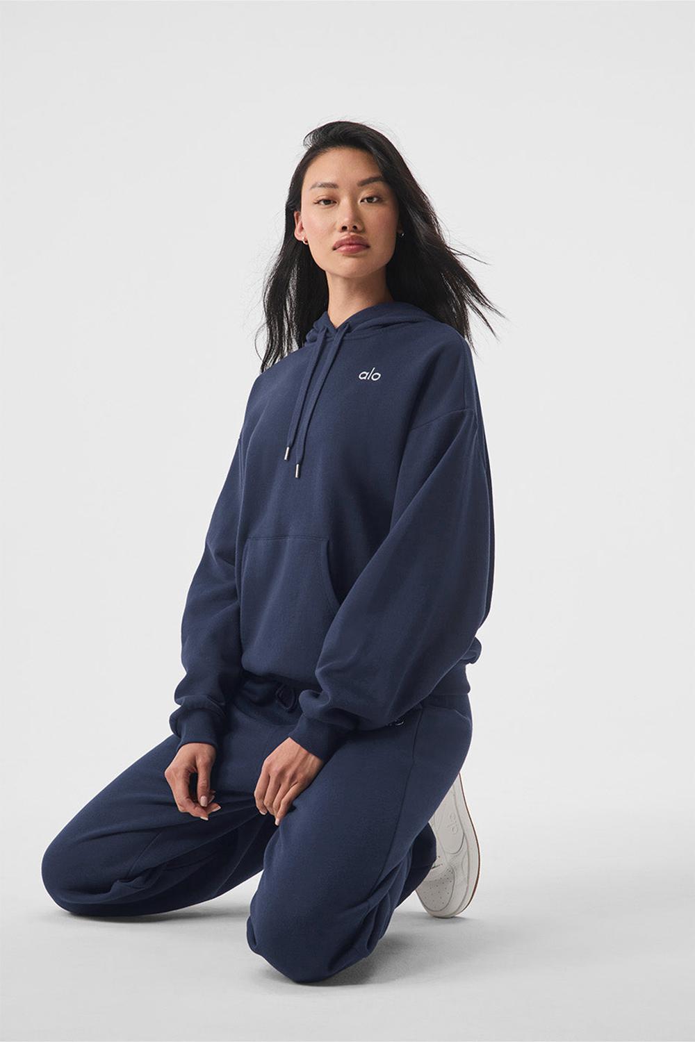Sudadera con Capucha Alo Yoga Accolade Mujer Azul Marino | Mexico  AMS-082369