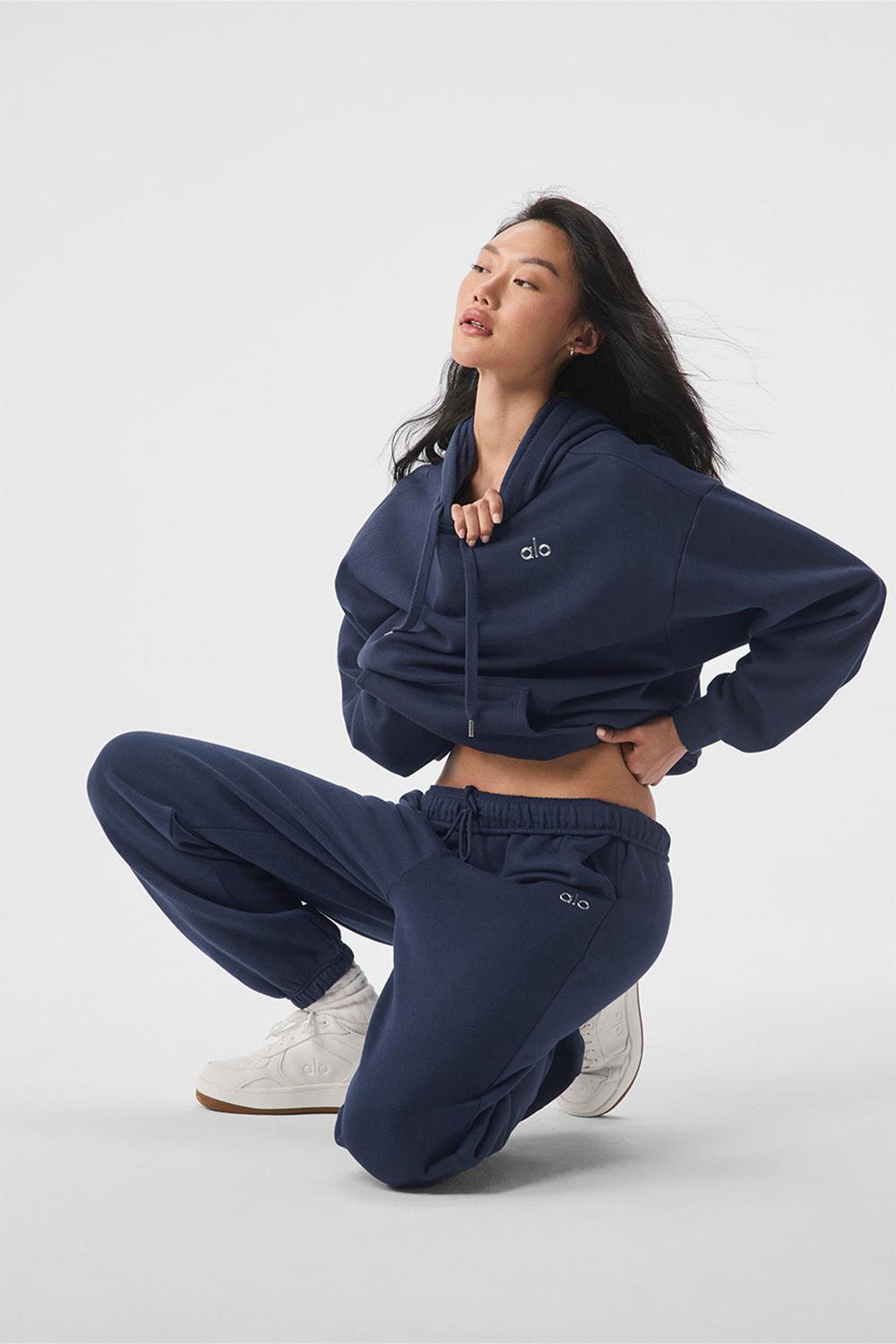 Sudadera con Capucha Alo Yoga Accolade Mujer Azul Marino | Mexico  AMS-082369