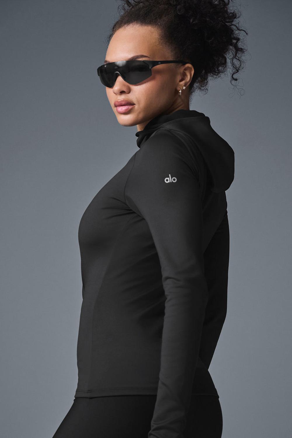 Sudadera con Capucha Alo Yoga Airlift Winter Warm Runner Mujer Negros | Mexico  JVN-268403