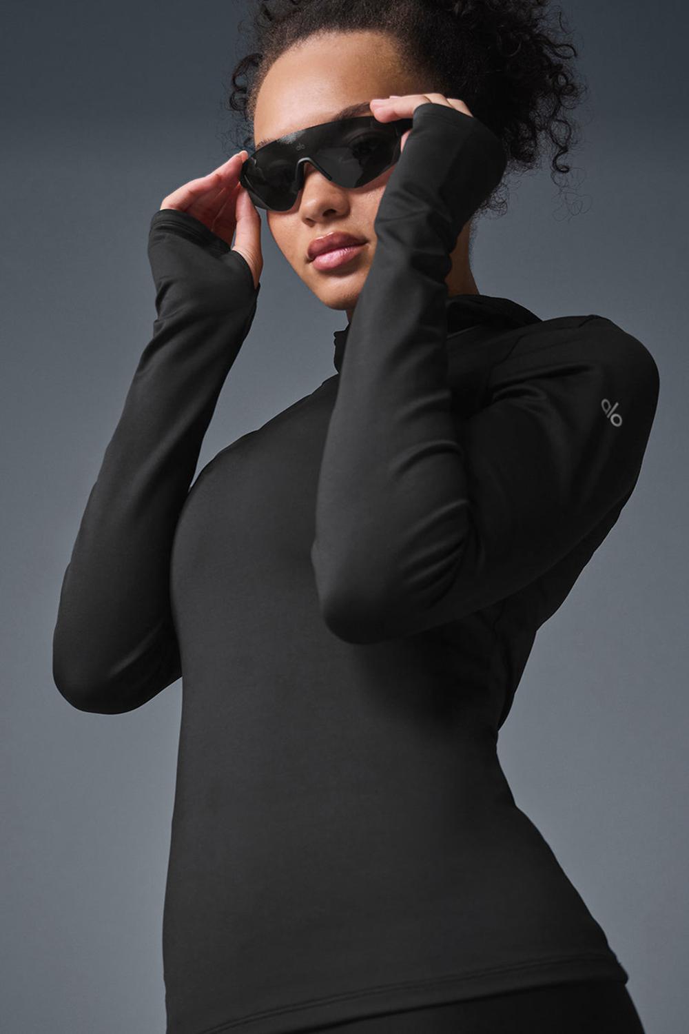 Sudadera con Capucha Alo Yoga Airlift Winter Warm Runner Mujer Negros | Mexico  JVN-268403