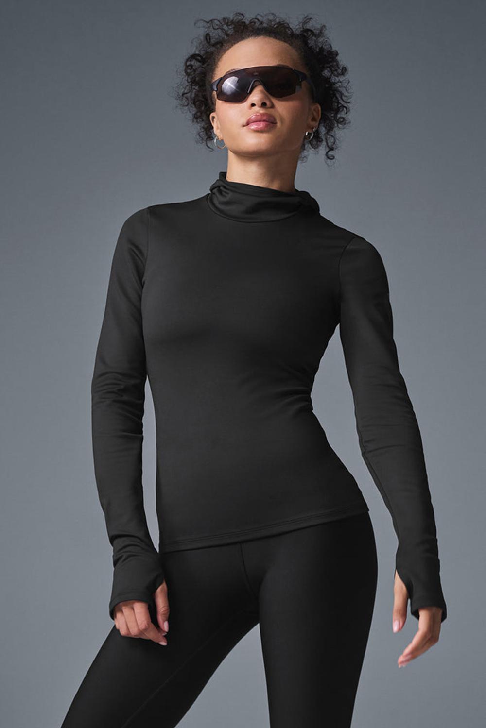 Sudadera con Capucha Alo Yoga Airlift Winter Warm Runner Mujer Negros | Mexico  JVN-268403
