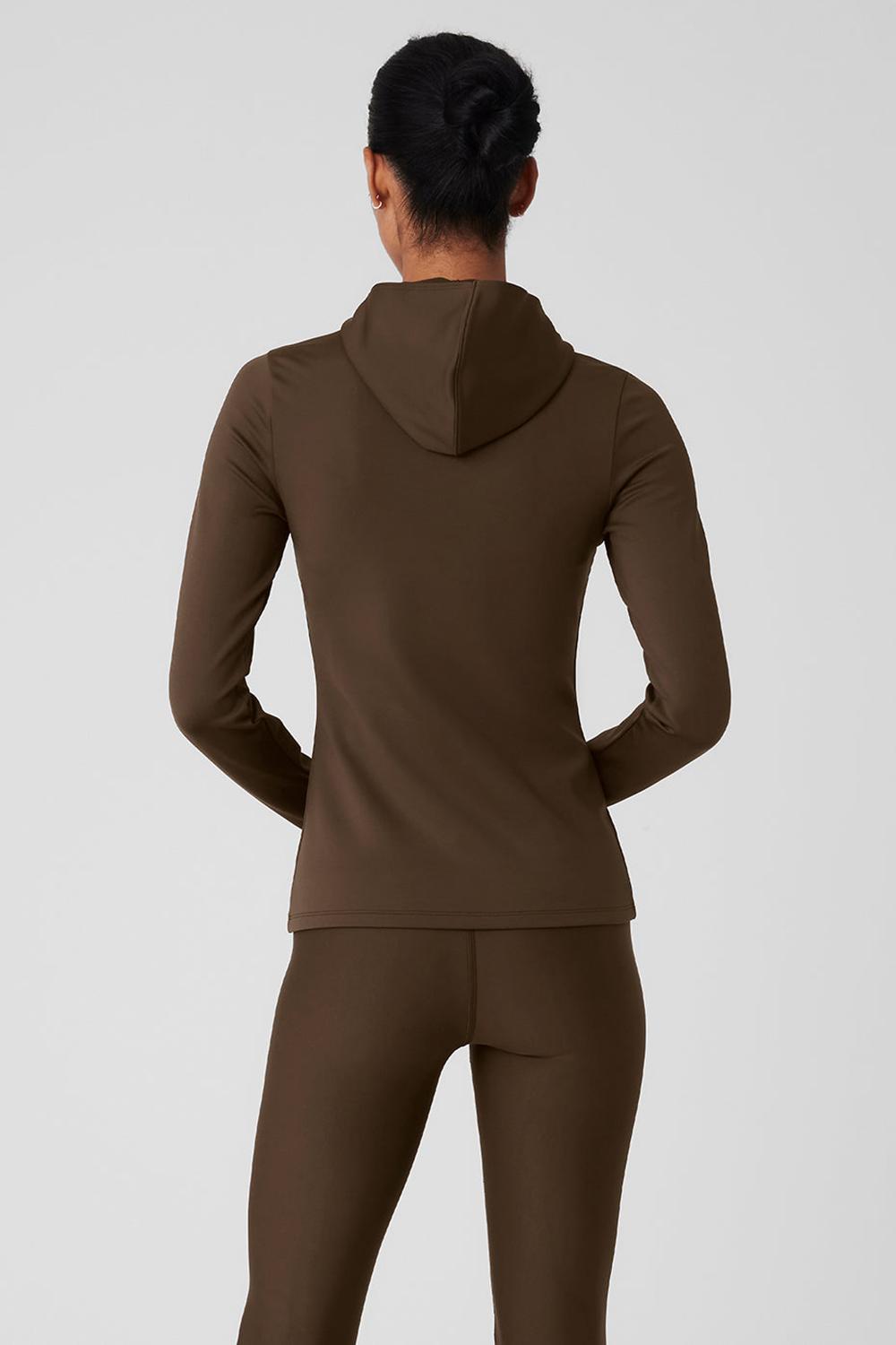 Sudadera con Capucha Alo Yoga Airlift Winter Warm Runner Mujer Espresso | Mexico  XKI-802915