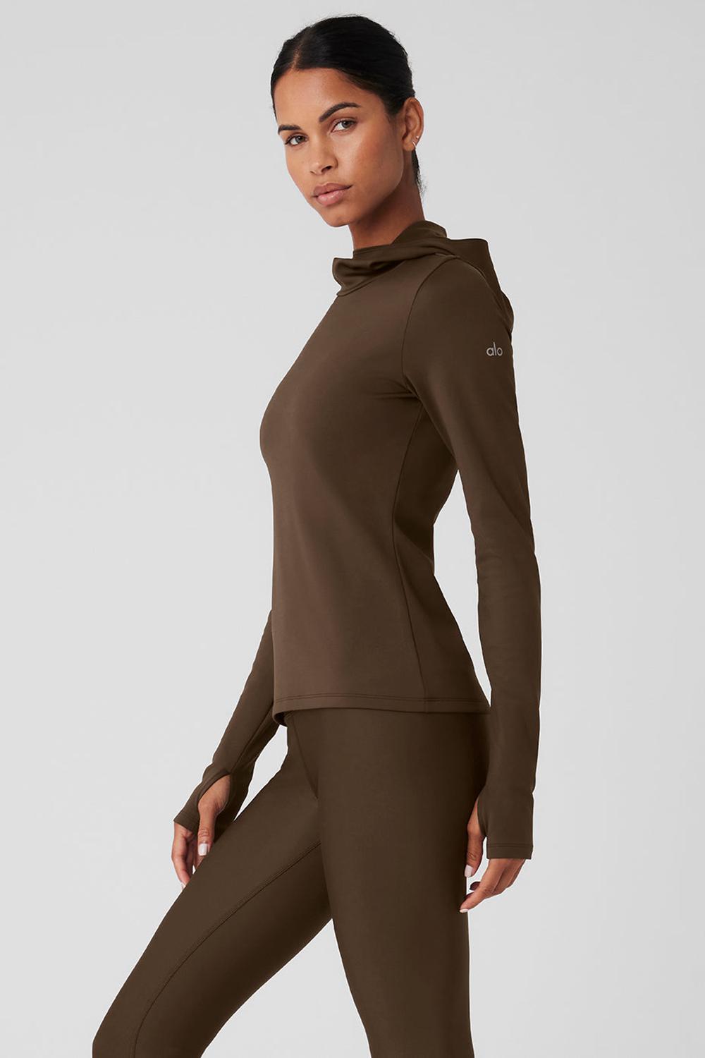 Sudadera con Capucha Alo Yoga Airlift Winter Warm Runner Mujer Espresso | Mexico  XKI-802915