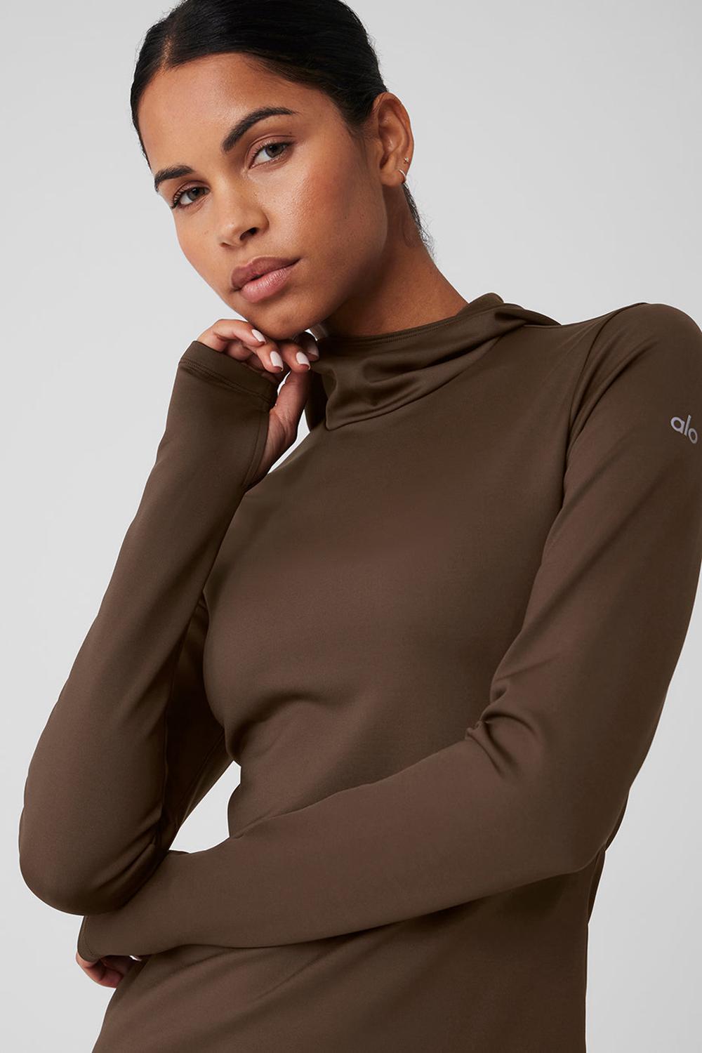 Sudadera con Capucha Alo Yoga Airlift Winter Warm Runner Mujer Espresso | Mexico  XKI-802915