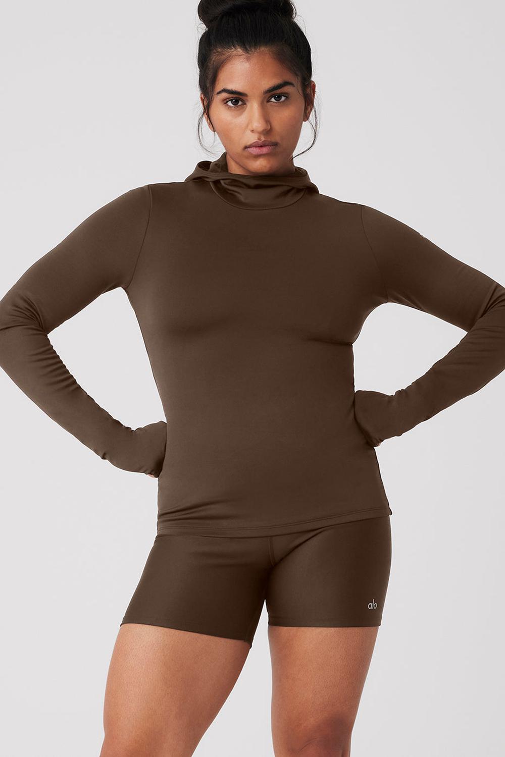 Sudadera con Capucha Alo Yoga Airlift Winter Warm Runner Mujer Espresso | Mexico  XKI-802915