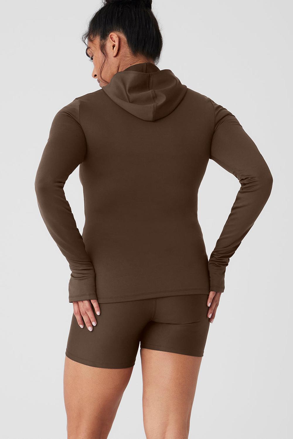 Sudadera con Capucha Alo Yoga Airlift Winter Warm Runner Mujer Espresso | Mexico  XKI-802915