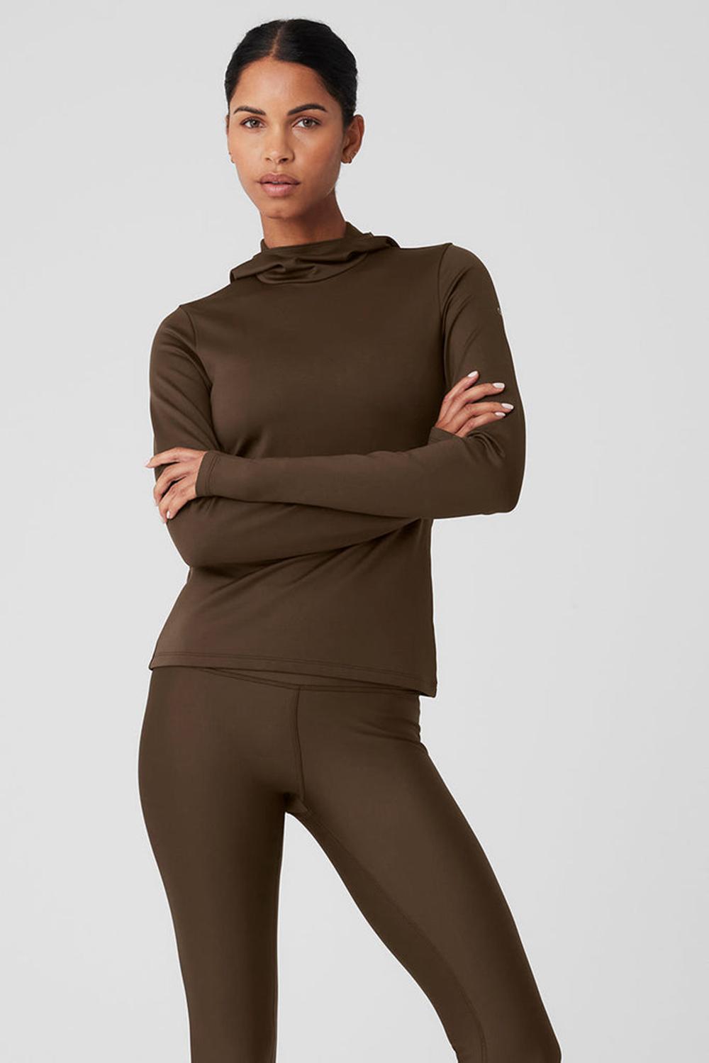 Sudadera con Capucha Alo Yoga Airlift Winter Warm Runner Mujer Espresso | Mexico  XKI-802915