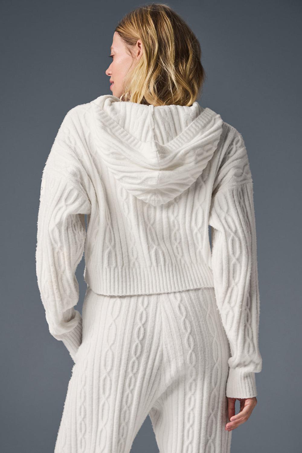 Sudadera con Capucha Alo Yoga Cable Knit Winter Bliss Mujer Ivory | Mexico  SLR-965812