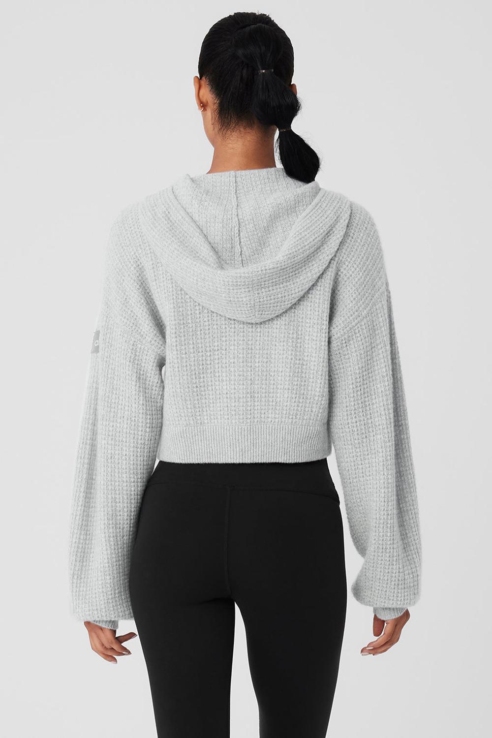 Sudadera con Capucha Alo Yoga Cashmere Plush Waffle Full Zip Mujer Grises | Mexico  BGH-254076