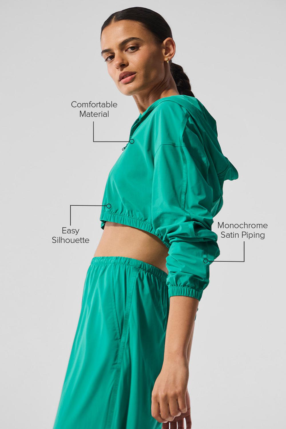Sudadera con Capucha Alo Yoga Cropped Breezy Full-Zip Mujer Verdes | Mexico  QKX-940327