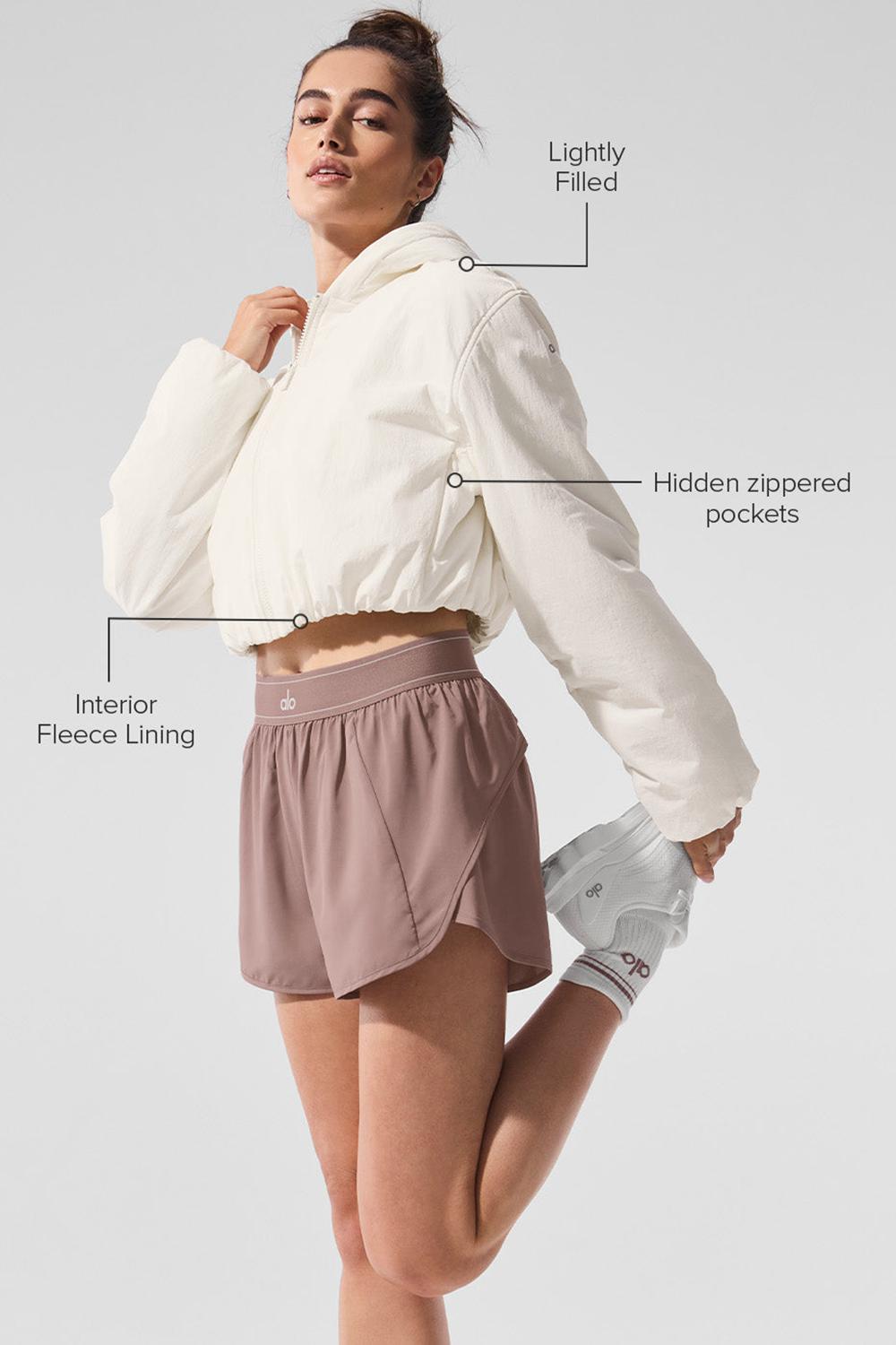 Sudadera con Capucha Alo Yoga Cropped Mountain Peak Full-Zip Mujer Ivory | Mexico  IEP-925347
