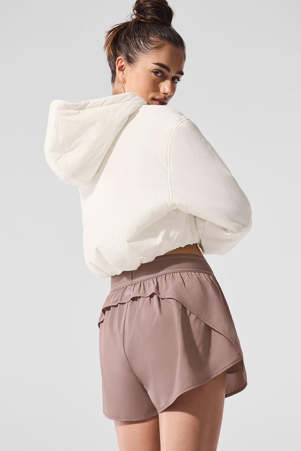 Sudadera con Capucha Alo Yoga Cropped Mountain Peak Full-Zip Mujer Ivory | Mexico  IEP-925347