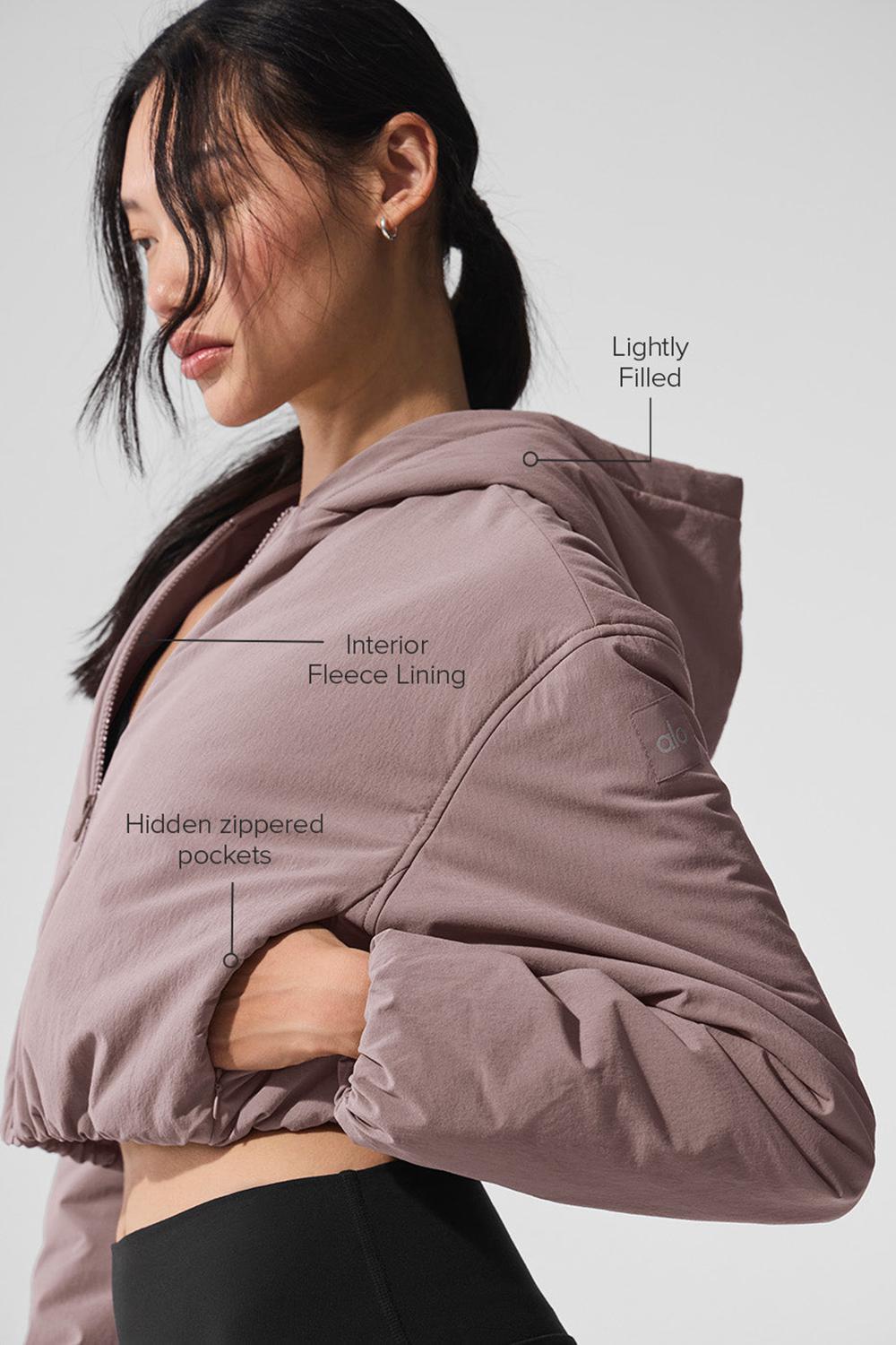 Sudadera con Capucha Alo Yoga Cropped Mountain Peak Full-Zip Mujer Mushroom | Mexico  KAY-192308