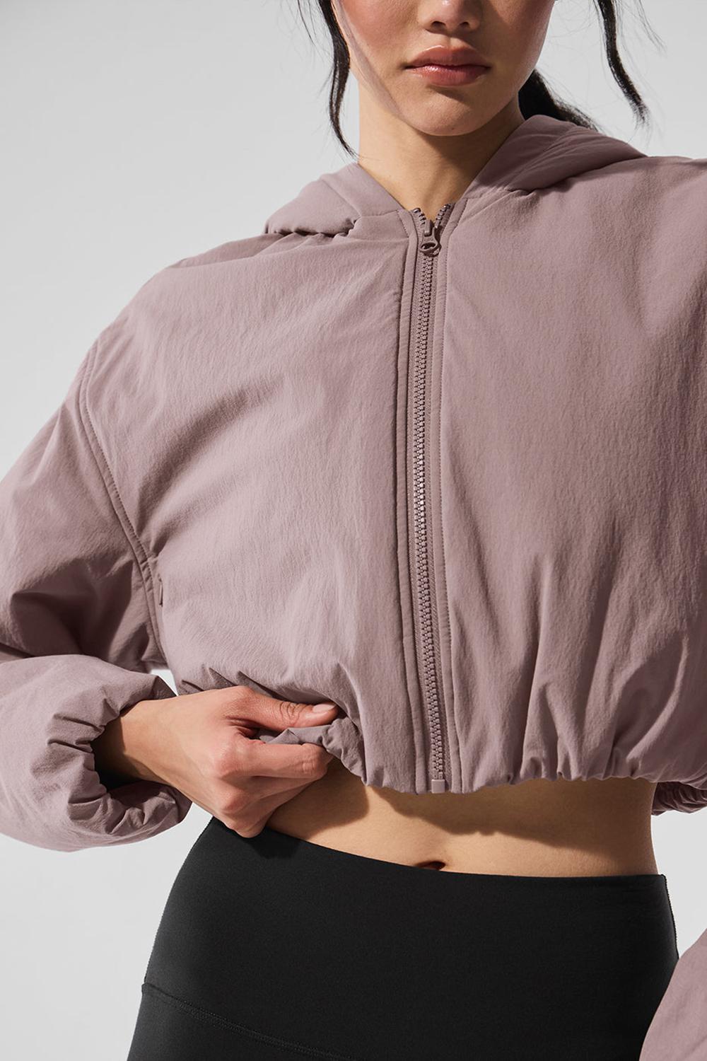 Sudadera con Capucha Alo Yoga Cropped Mountain Peak Full-Zip Mujer Mushroom | Mexico  KAY-192308