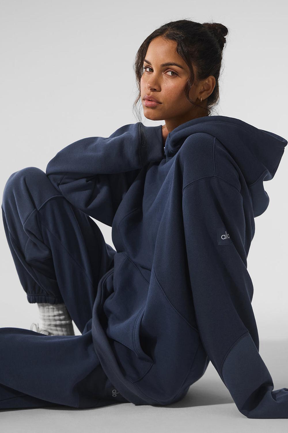 Sudadera con Capucha Alo Yoga Make Waves Mujer Azul Marino | Mexico  FPC-761354