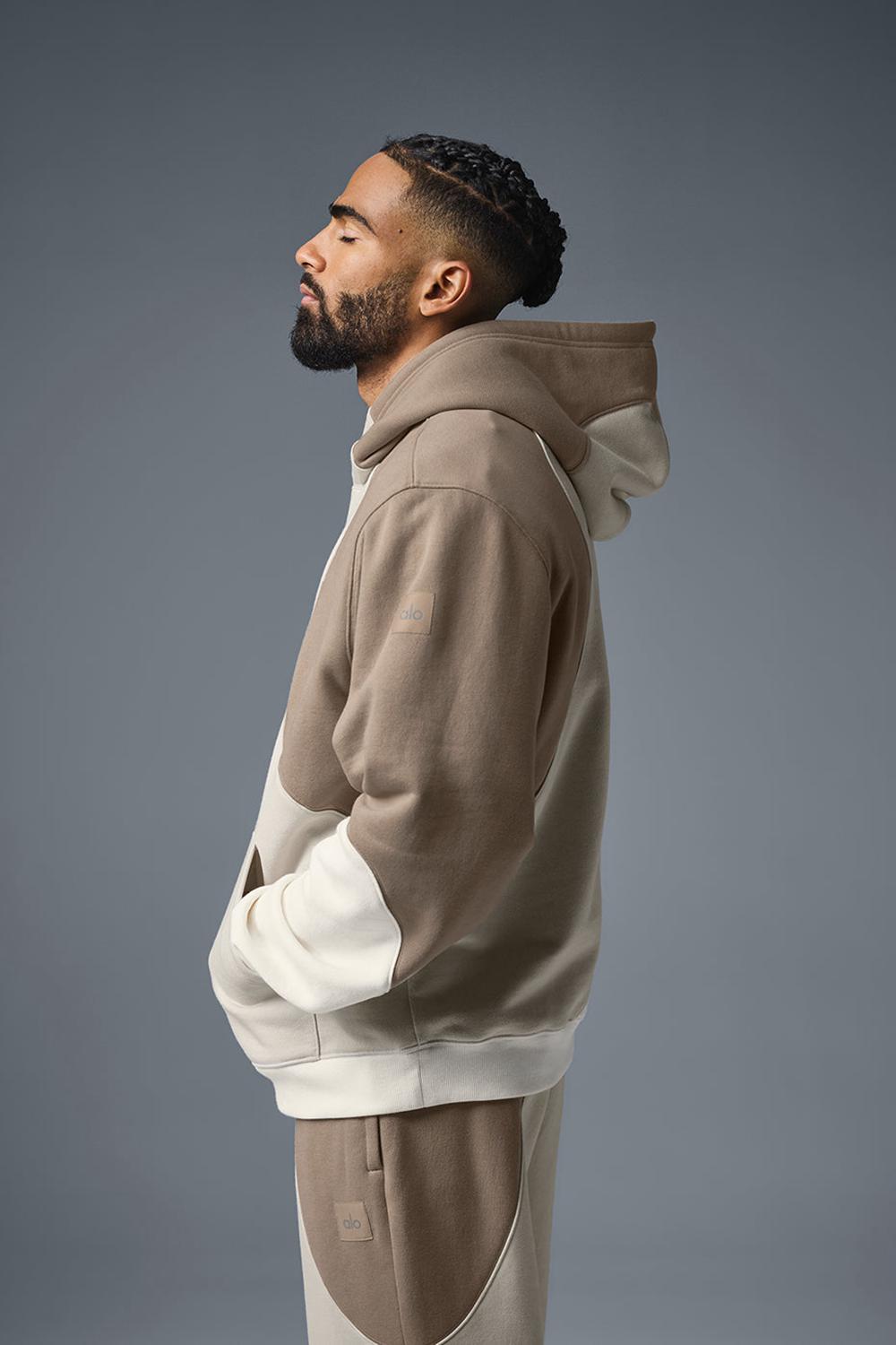 Sudadera con Capucha Alo Yoga Make Waves Hombre Ivory / Bone / Gravel | Mexico  TYK-093428