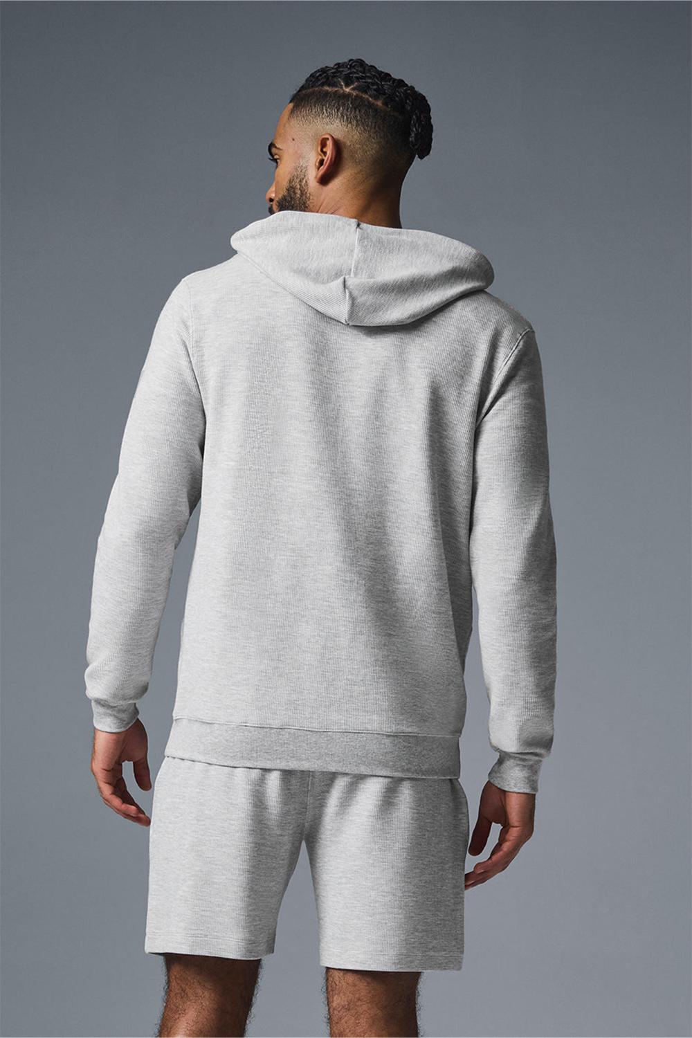 Sudadera con Capucha Alo Yoga Micro Waffle Fast Break Hombre Grises | Mexico  CMD-045918