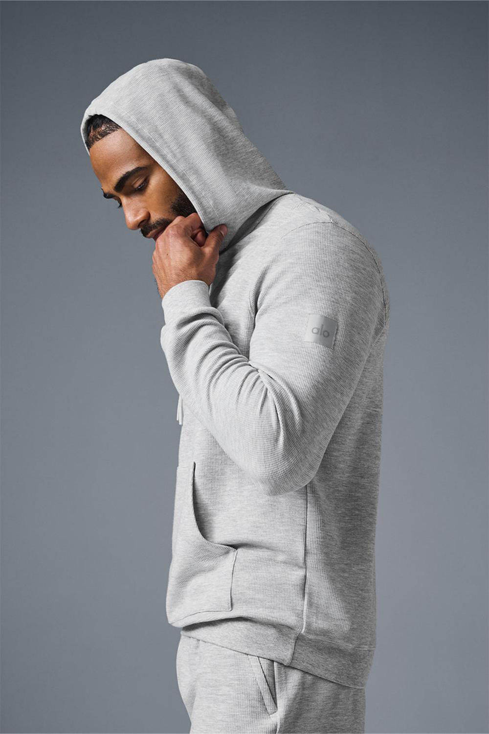 Sudadera con Capucha Alo Yoga Micro Waffle Fast Break Hombre Grises | Mexico  CMD-045918