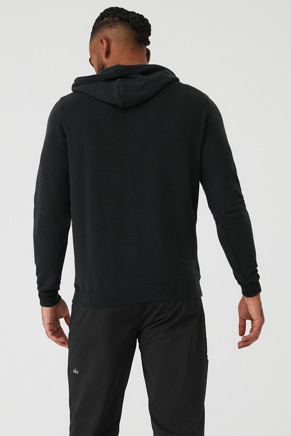 Sudadera con Capucha Alo Yoga Micro Waffle Fast Break Hombre Negros | Mexico  AXT-247685
